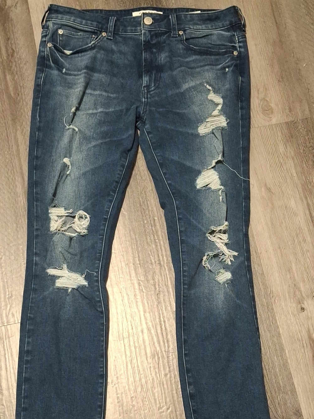 Distressed Dark Blue Men Skinny Jeans